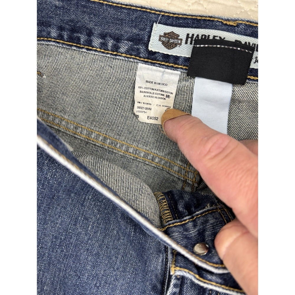 Harley Davidson Mens Jeans 40x30 Blue Straight Leg Denim Biker Pants - Picture 7 of 9